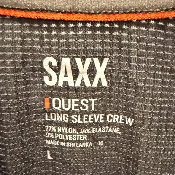 SAXX | EUC | Quest Long Sleeve Crew baselayer | Black | Size Large - Picture 3 of 6